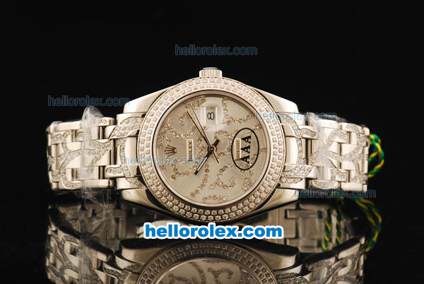 Rolex Datejust Swiss ETA 2836 Automatic Movement Full Steel with Diamond Bezel and Diamond Strap - Click Image to Close